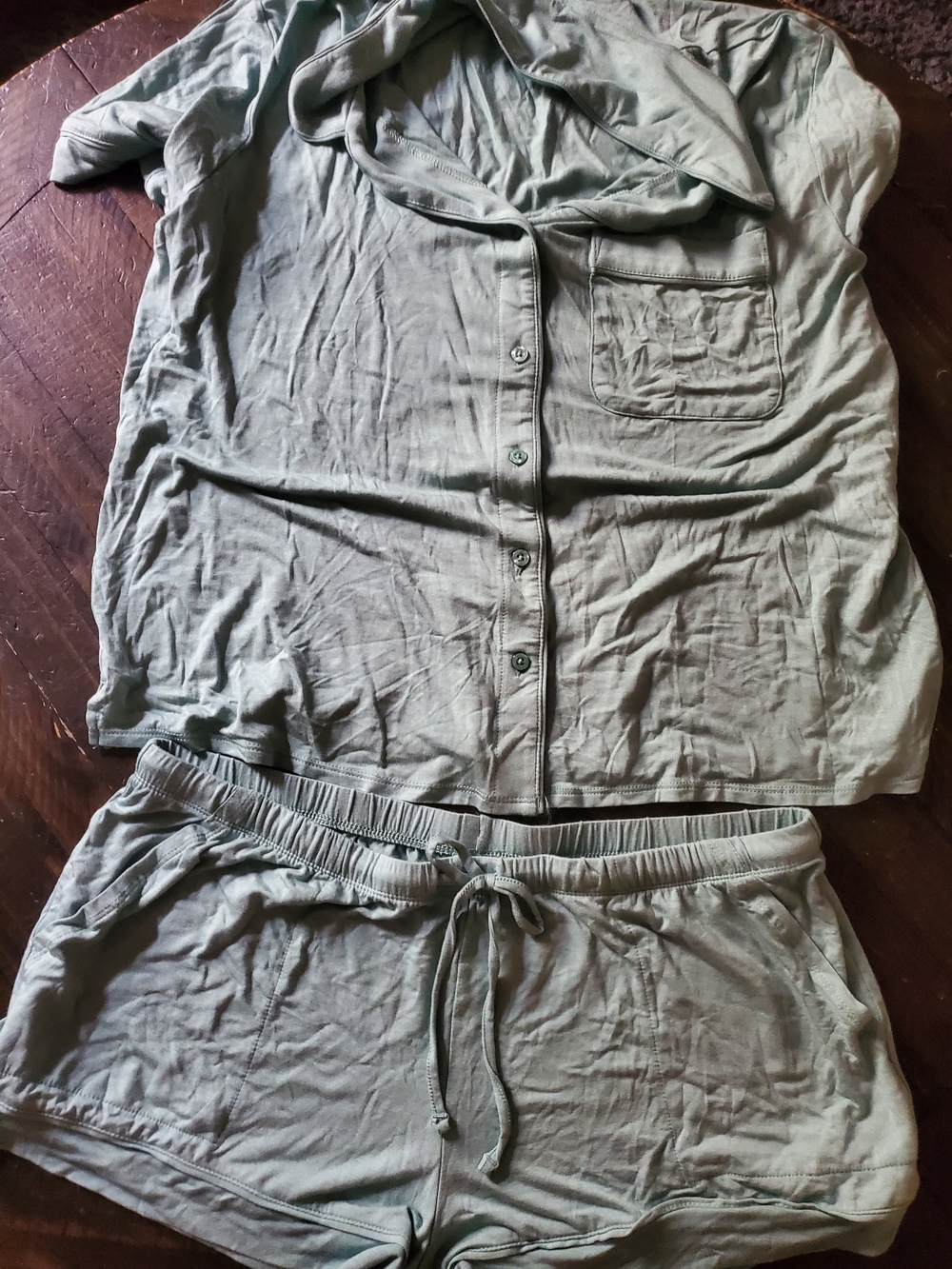 Auden Sage Green Button-Front Short Pajama Set